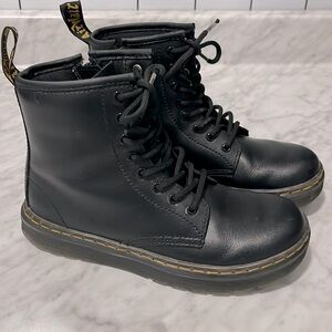 Dr. Martens Kid's ZAVALA J BLACK LEATHER BOOTS
